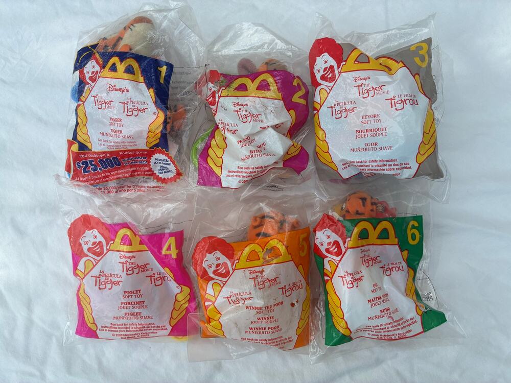 McDonalds Happy Meal Tigger Movie Complete Set 6 Sealed Toys Rare Vintage 1999